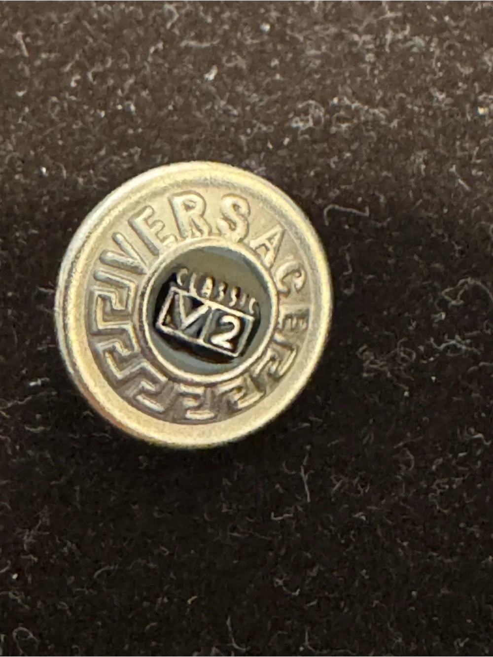 Versace Silver and Black Logo Buttons Set of 6, 12.5mm